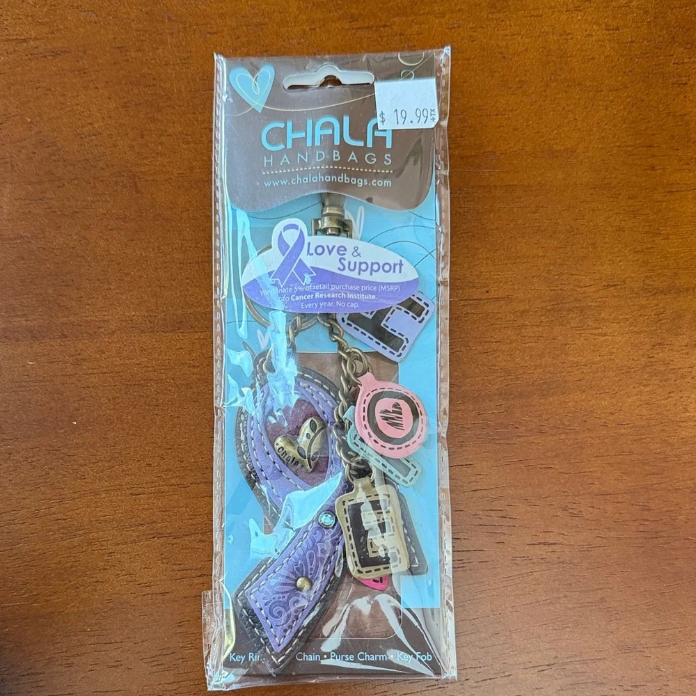 Chala Purple Awareness Ribbon Keychain with Colorful Letter & Heart Charms - Picture 3 of 4
